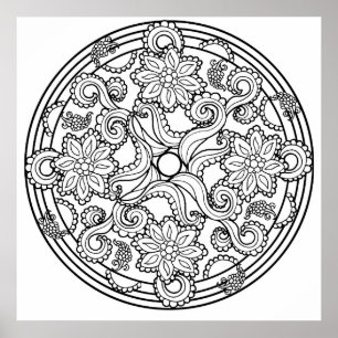 Criatura do mar de Paisley do poster da mandala da