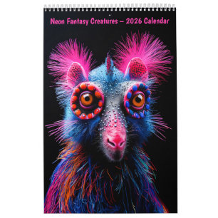Criaturas de Fantasia Neon – Calendário 2026