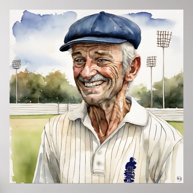 Cricketer de mais velho - Impressão de críquete de (Frente)