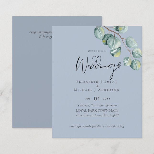 Crie Seu Casamento Personalizado Eucalyptus Greene (Frente/Verso)