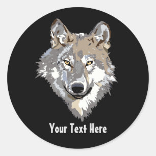 Crie seu próprio adesivo circulante de lobo Cinza