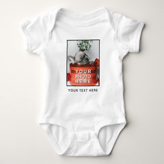 Crie Seu Próprio Bebê Camiseta com Foto e Texto Pe (Frente)