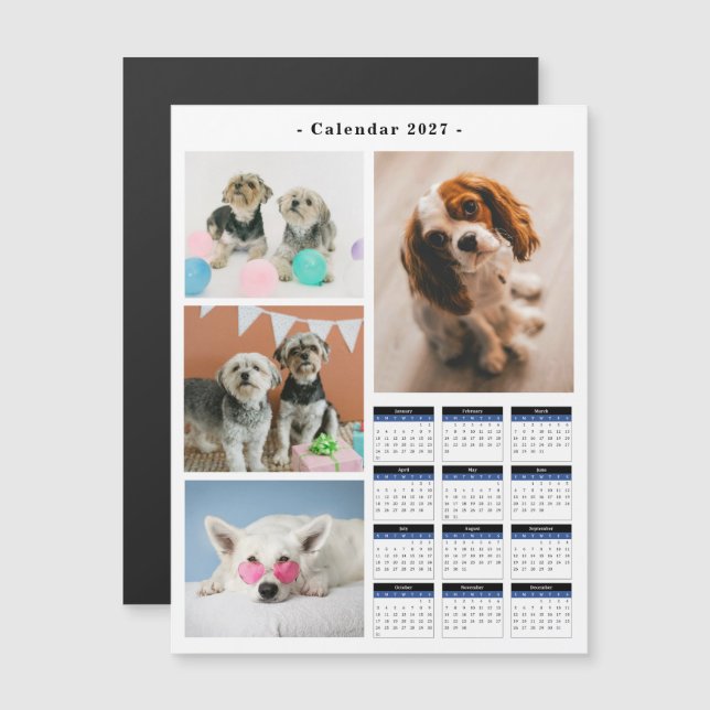 Crie Seu Próprio Calendário 2027 de Colagem de 4 F (Frente/Verso)