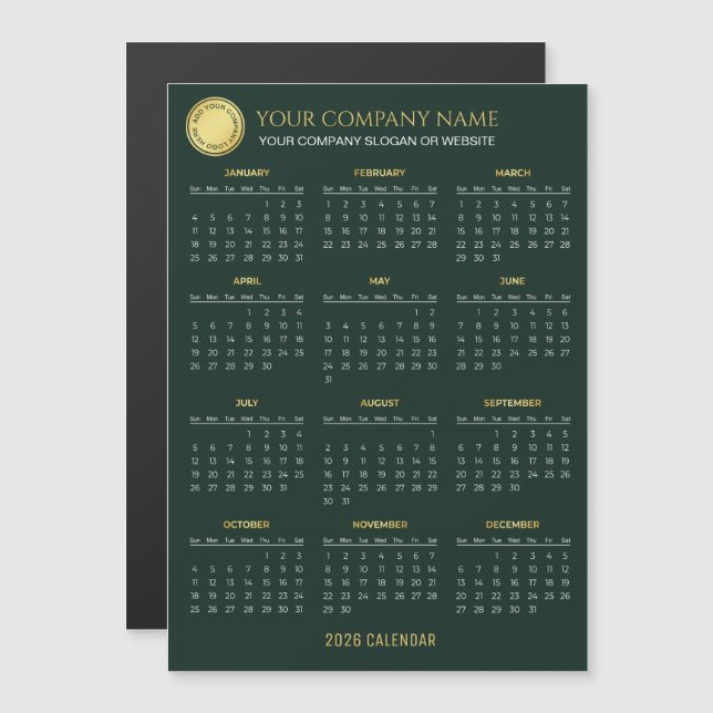 Crie seu próprio calendário empresarial 2026 | Ímã (Frente/Verso)