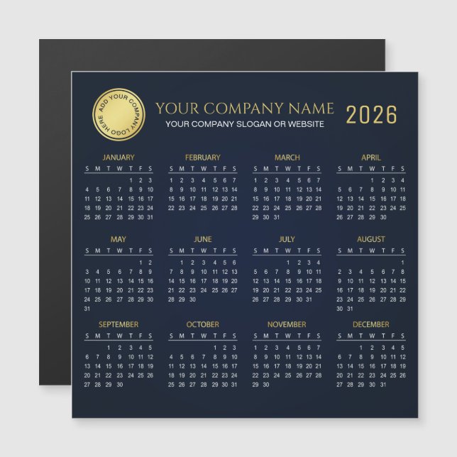 Crie seu próprio calendário empresarial 2026 | Ímã (Frente/Verso)