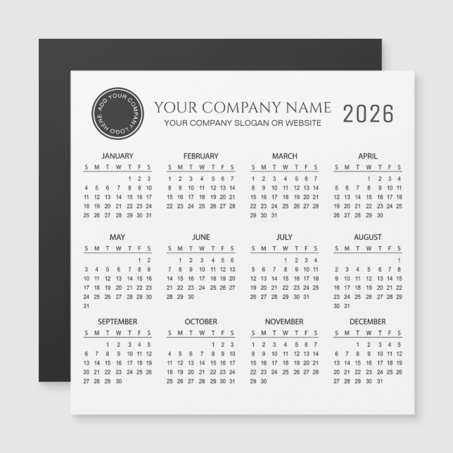 Crie seu próprio calendário empresarial 2026 | Ímã (Frente/Verso)