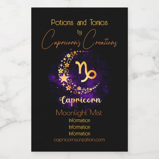Crie Seu Próprio Capricórnio Celestial Roxo (Rótulo Único)