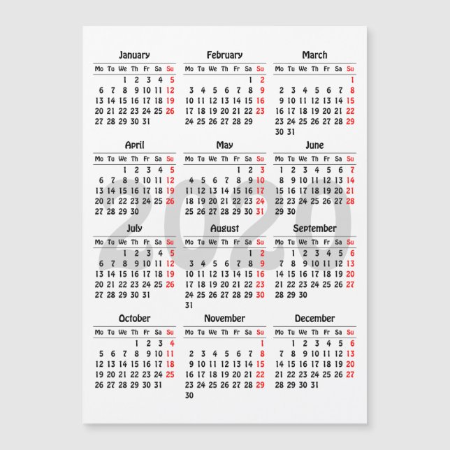 Crie seu próprio cartão magnético do calendário 20 (Frente)