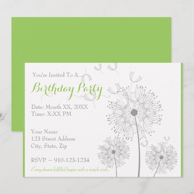 Crie seu próprio Convite de aniversário (Frente/Verso)