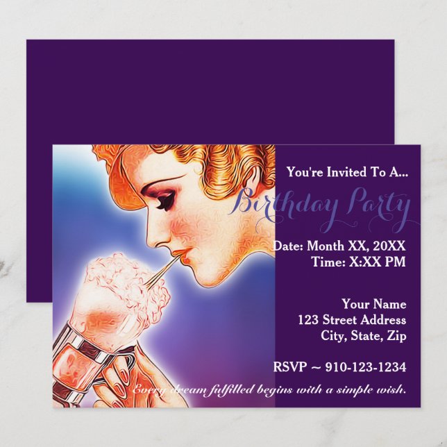 Crie seu próprio Convite de aniversário (Frente/Verso)