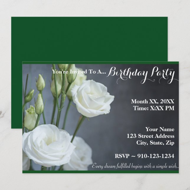 Crie Seu Próprio Convite De Aniversário De Rosa Br (Frente/Verso)