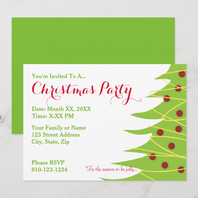 Crie seu próprio Convite de festas de Natal (Frente/Verso)