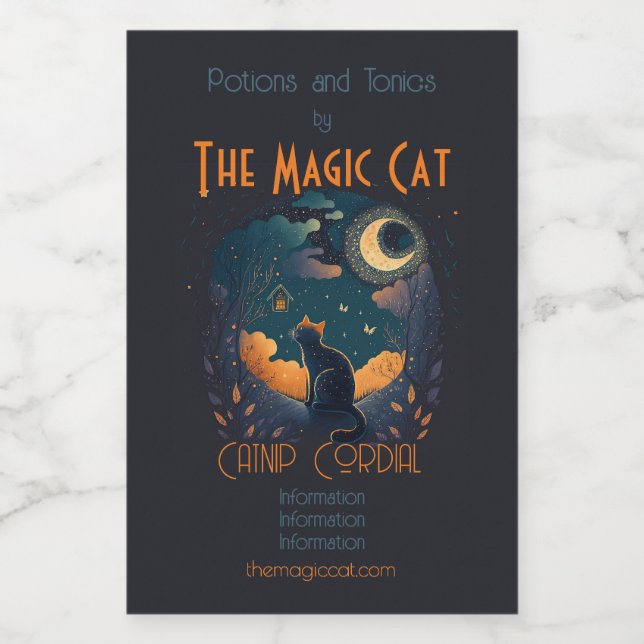 Crie seu próprio gato preto místico e pássaros (Rótulo Único)