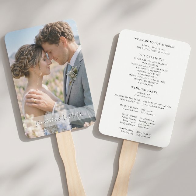 Crie Seu Próprio Leque de Mão para Festa de Casame (modern minimalist add your own photo custom wedding program hand fan)