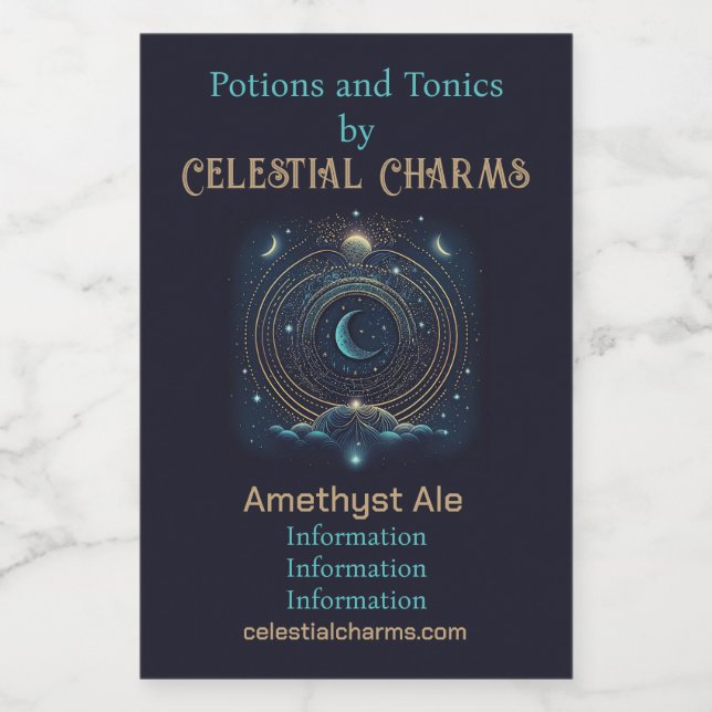 Crie seu próprio Lunar Azul e Dourado Celestial (Rótulo Único)