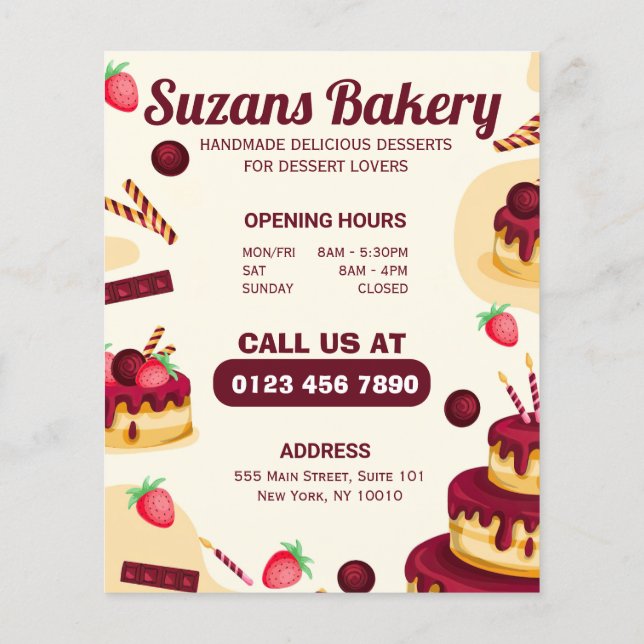 Crie seu próprio menu feito à mão com amor Bakery (Verso)