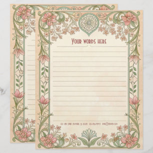 Crie Seu Próprio Papel de Carta Art Déco Floral Co