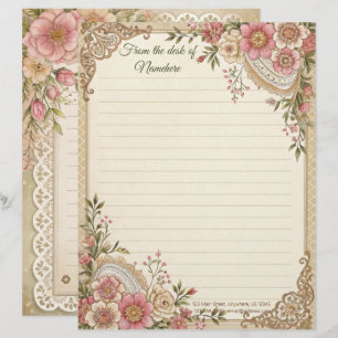Crie Seu Próprio Papel de Carta com Flores de Rend