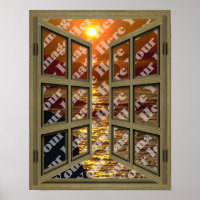 Crie seu próprio Poster de janela aberta castanho 