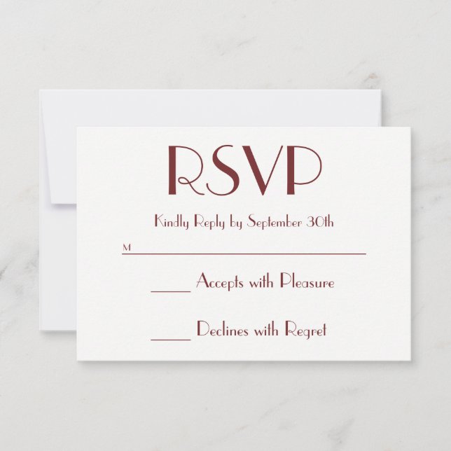 Crie seu próprio RSVP bordô e branco (Frente)