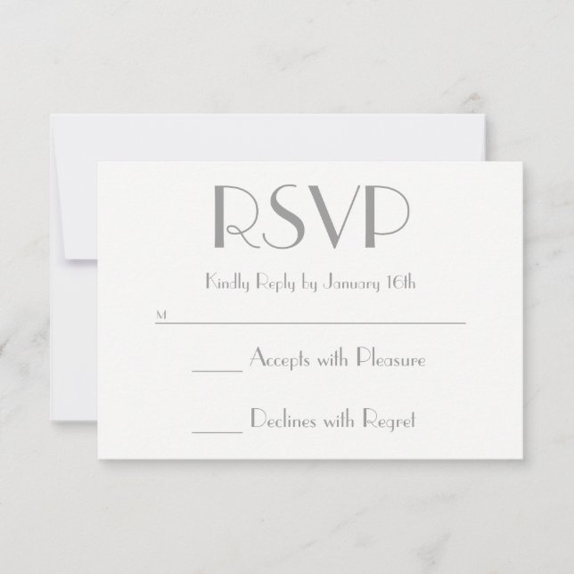 Crie seu próprio RSVP cinza e branco (Frente)