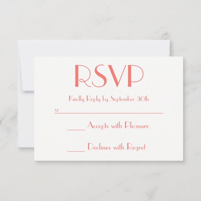 Crie seu próprio RSVP coral e branco (Frente)