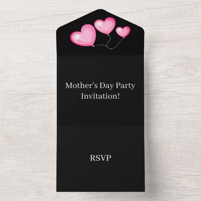 Crie seu próprio RSVP de Dia de as mães preto (Interno)