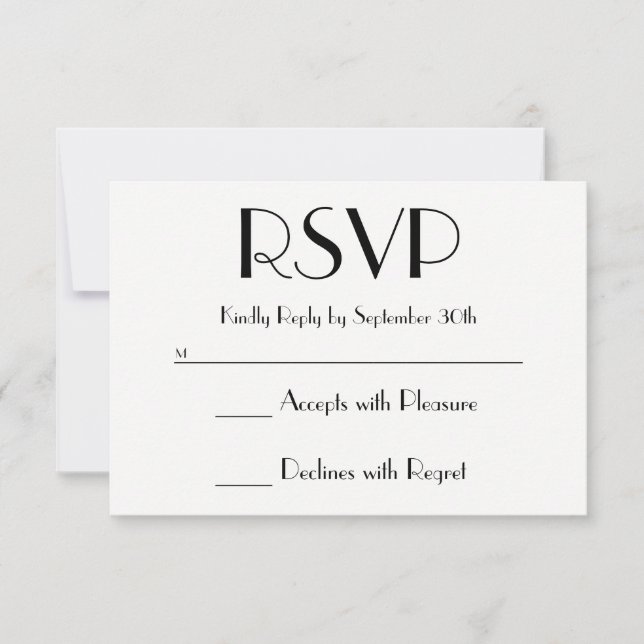 Crie seu próprio RSVP preto e branco (Frente)