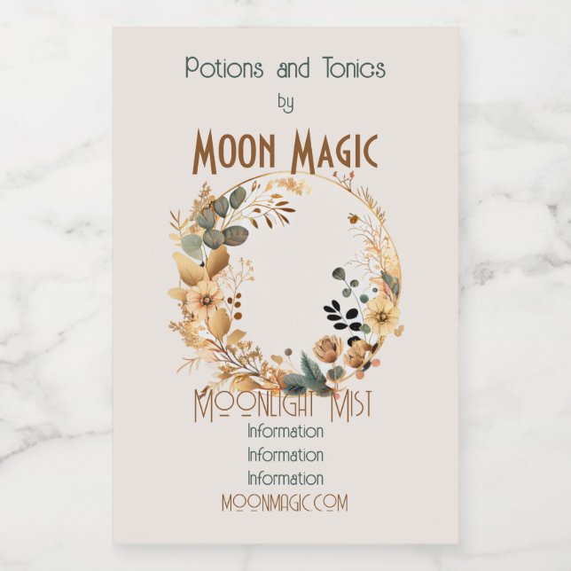 Crie Seu Próprio Teal Boho E Dourada Lua Floral (Rótulo Único)
