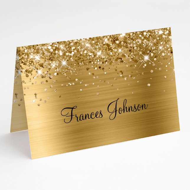 Crie seus próprios cartões com nomes em dourado br (Fold Your Own Glittery Gold Name Place Cards)