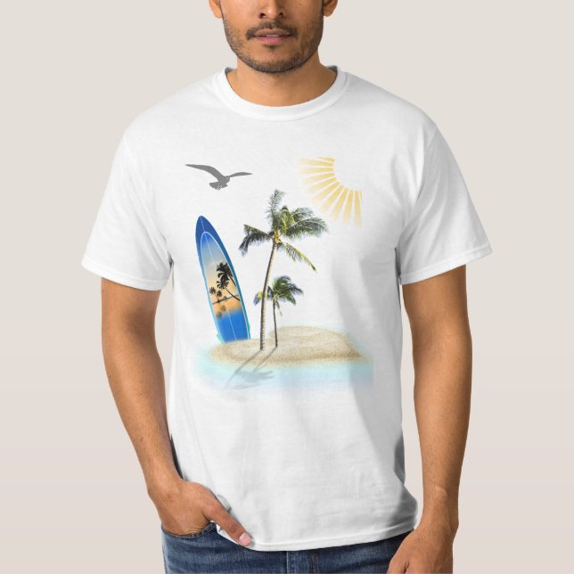 Crie sua própria camisa de surfe na praia (Frente)