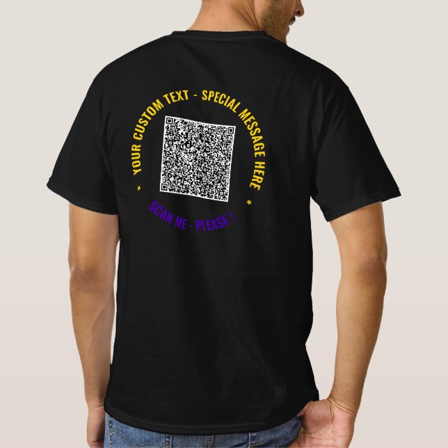 Crie sua própria camiseta de código QR com texto p (Verso)