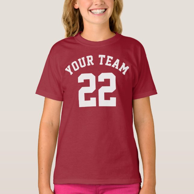 Crie sua própria camiseta esportiva com nome e núm (Frente)