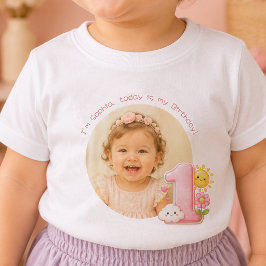 Crie Sua Própria Camiseta Rosa de 1º Aniversário p