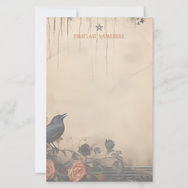 Crie Sua Própria Papelaria de Rosa Pêssego Corvo G (Frente)