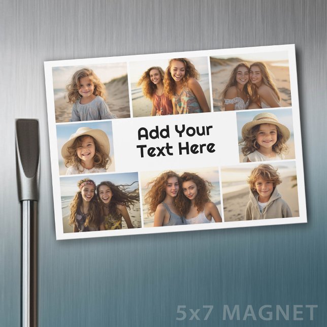 Crie uma colagem personalizada de 8 fotos com text (photo magnet)