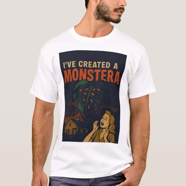 Criei uma Camiseta de Planta de Terror Retro Monst (Frente)