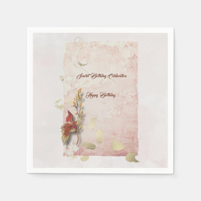 Crimson sussurra guardanapos de papel aniversário  (Frente)