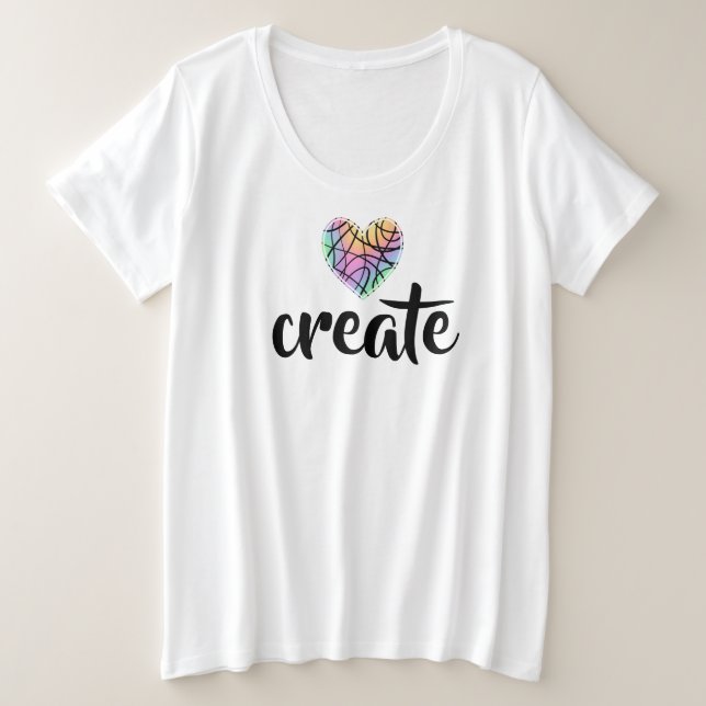 Crio Rainbow Heart Women's Plus Size T-Shirt (Frente do Design)