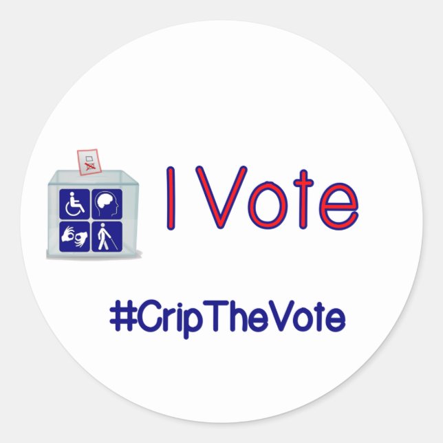 #CripTheVote I VOTE autocolantes (redondo) grande (Frente)