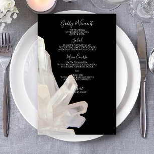 Cristais Brancos no Menu Casamento Preto