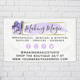 Cristais de Aquarela e Logo Geométrico Boho Dourad