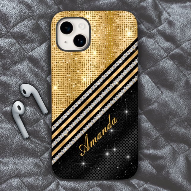Cristal Dourado E Negro Personalizado na moda faux (Criador carregado)