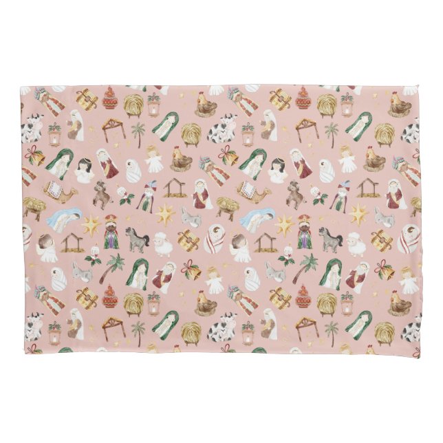 Cristão de Natal Natividade de Aquarela Rosa (Frente)