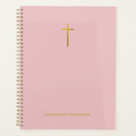 Cristãos de Planejador Religioso Rosa e Dourado