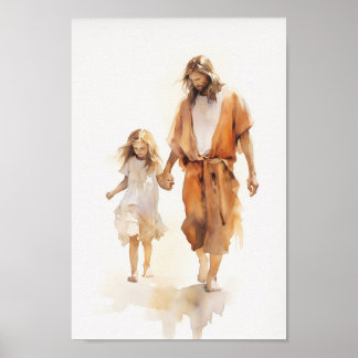 Cristo com Impressão de Arte por Aquarela Menina