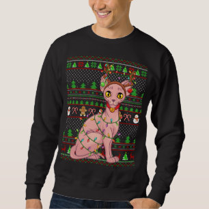 Cristo De Gato Sphynx Com Estilo De Suéter Do Xmas