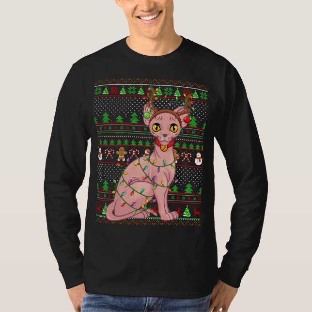 Cristo De Gato Sphynx Com Estilo De Suéter Do Xmas (Frente)