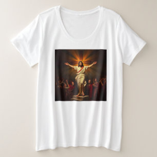 Cristo é Risen Plus Tamanho Camiseta das mulheres