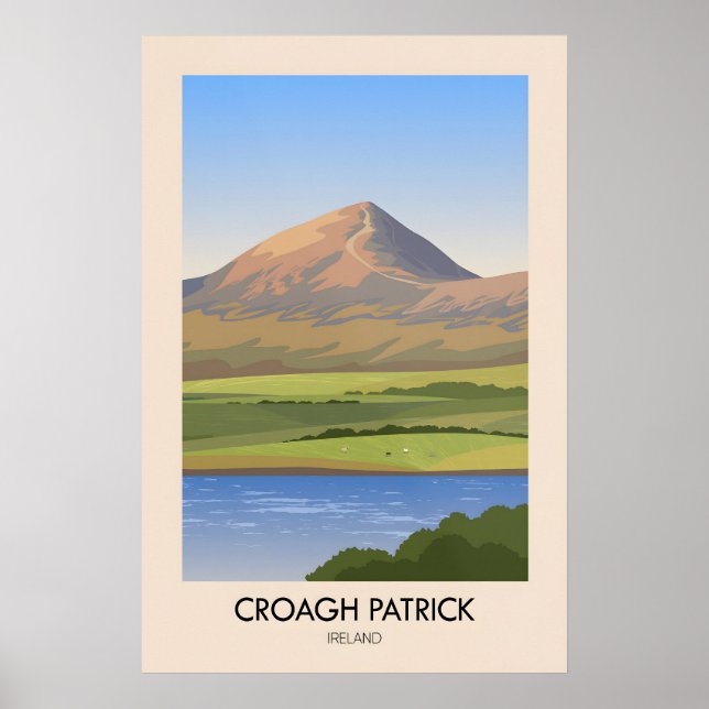 Croagh Patrick Ireland Travel Poster (Frente)